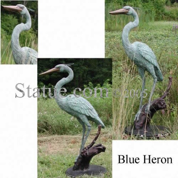 Life Size Bronze Statue Crane Blue Heron Large outdoor sculpture